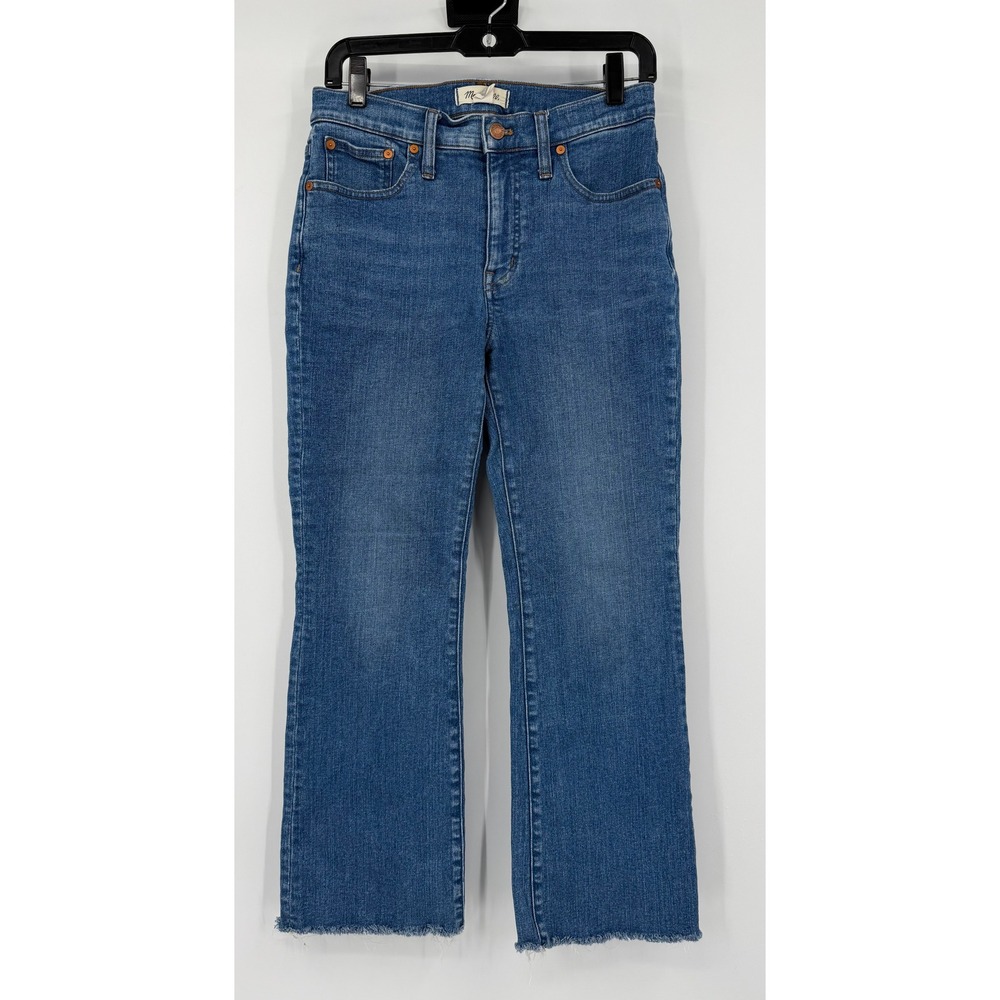 Madewell Mid-Rise Kick Out Jeans Medium Wash Raw Hem Size 27